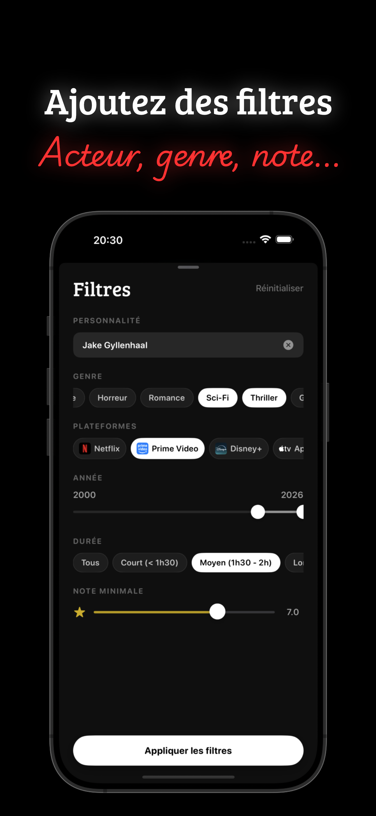 Filtres de recherche